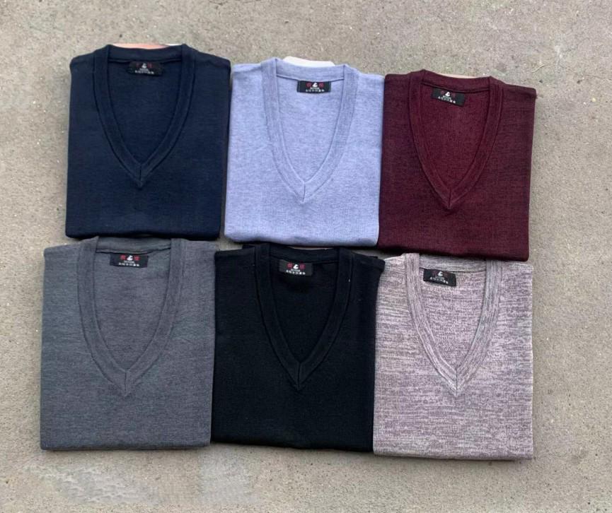 Pánská vlněná pletená vesta s výstřihem do V – business svetr bez rukávů pro pány