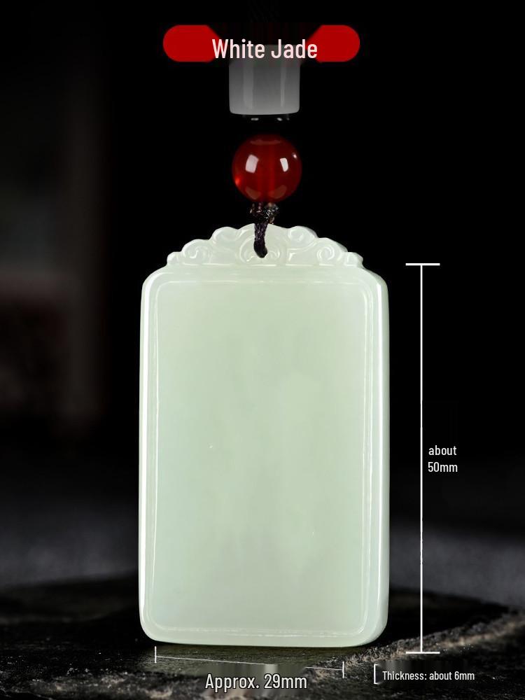 Natural Xinjiang Hetian Jade Unisex Pendant - Safety Card Design