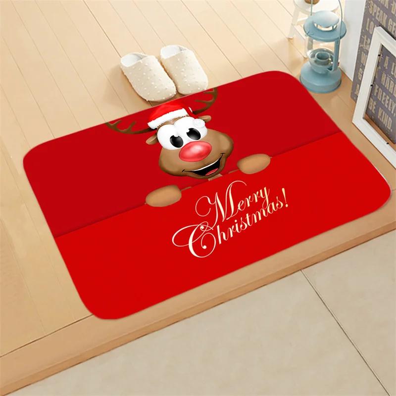 Merry Christmas Doormat Decorative Holiday Front Door Mat Funny Cartoon Character Felt Door Rugs for Indoor Outdoor Carpet