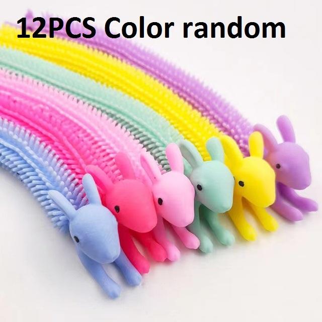 30-3PCS Funny Unicorn Pull Worm Noodle Fidget Toys Stretch String TPR Rope Anti Stress Toys String Stress Relief Autism Vent Toy