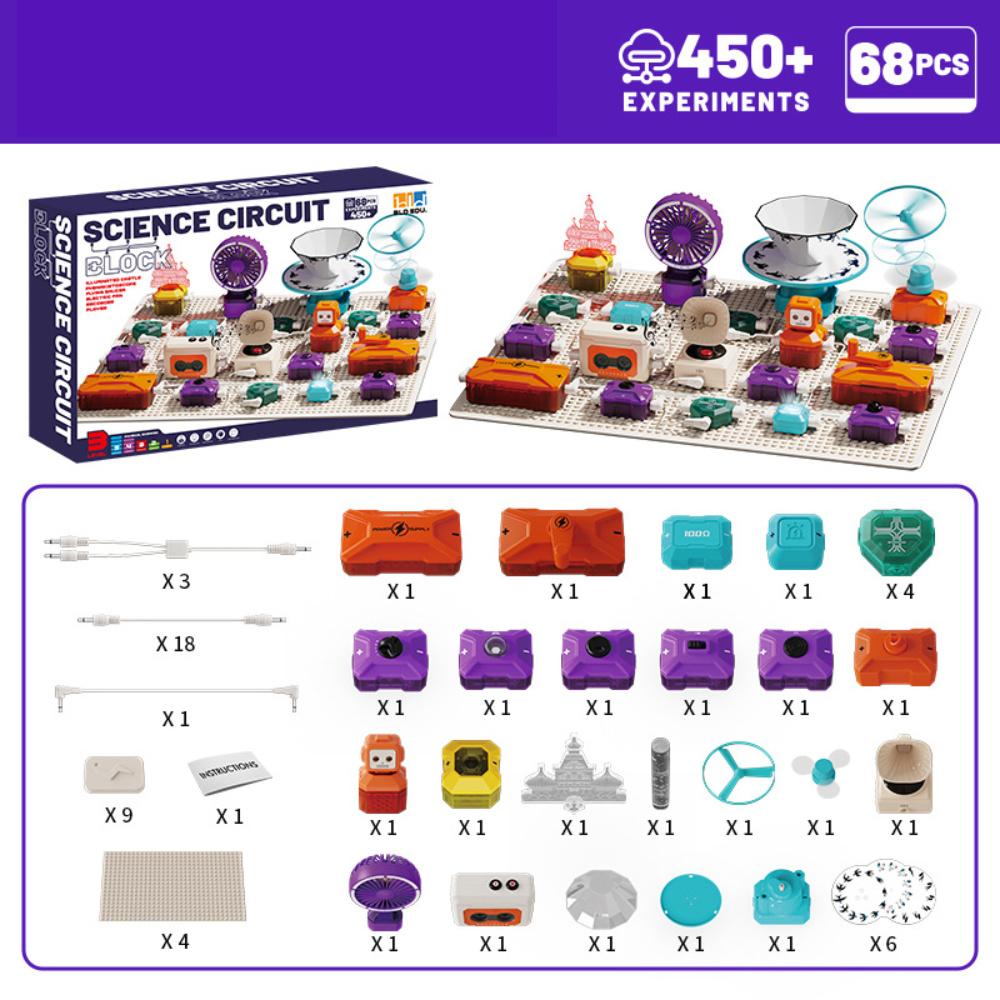 

68PCS Kids Science Circuit Kit - 450+ STEM Projects! Rotational Imaging, Sound Recording & Playback,Electronics Exploration Toy разноцветный