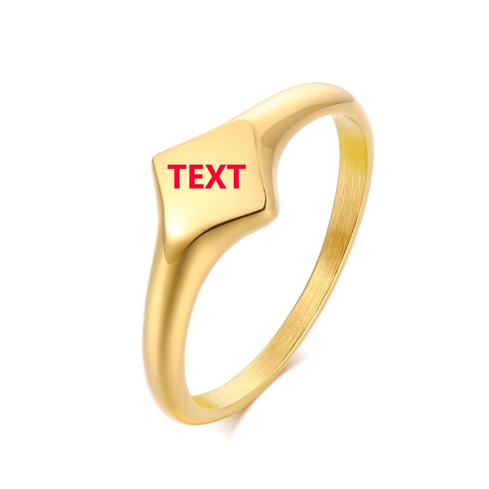 Elegant Personalized Bar Ring for Women Gold Color Stainless Steel Signet Stamp Ring Round Square Initial Custom Jewelry