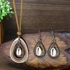 Boho Women Trendy Zircon Set Water-drop Shaped Earrings Pendent Necklace Classic Fashion Accessory Gift Party