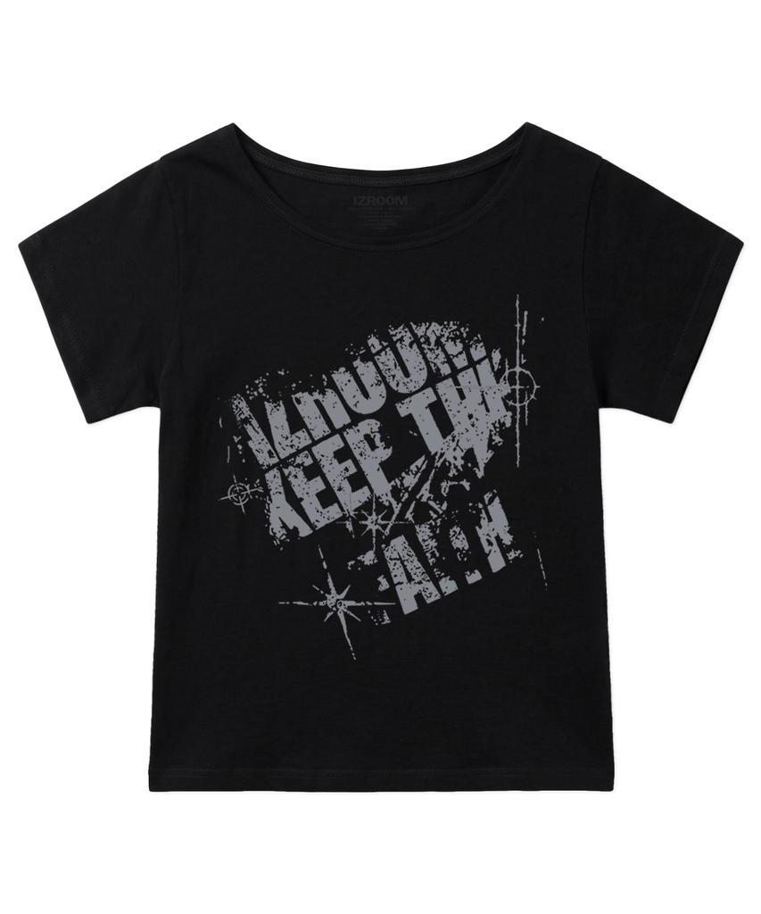 Ijeulum Keep The Boat Neck Short Sleeve T-Shirt (Black)