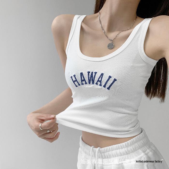 

Stylish Embroidered Spaghetti Strap Bandeau Top with Fixed Cup One Size белый