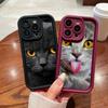 LZ3 Black Cat Green Eyes Silicone Phone Case for iPhone 11 13 14 15 16 Pro Max 7 8 16 Plus 12 Mini XS Max XR Shockproof Back Cover