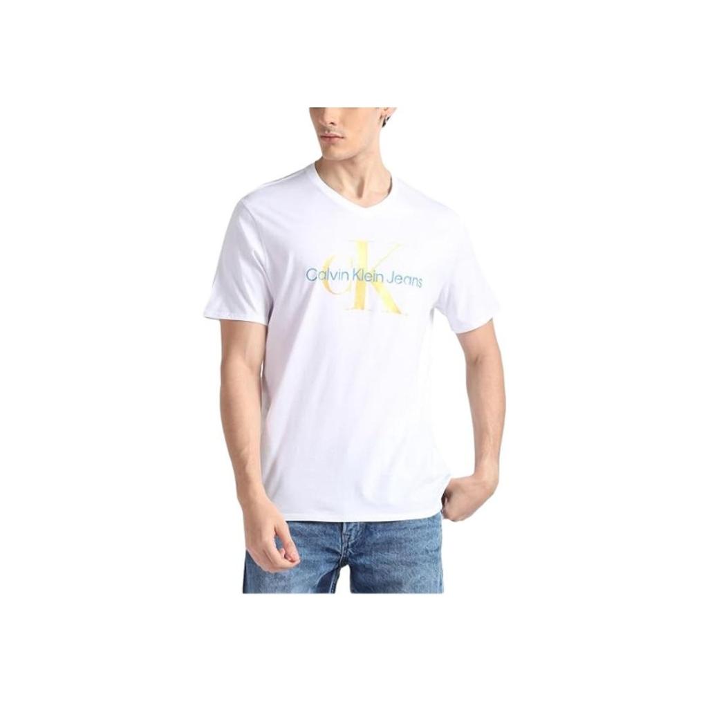 Calvin Klein Solid Logo Letter Print Crew Neck Short Sleeve T-Shirt Men Tops 40GC207-103