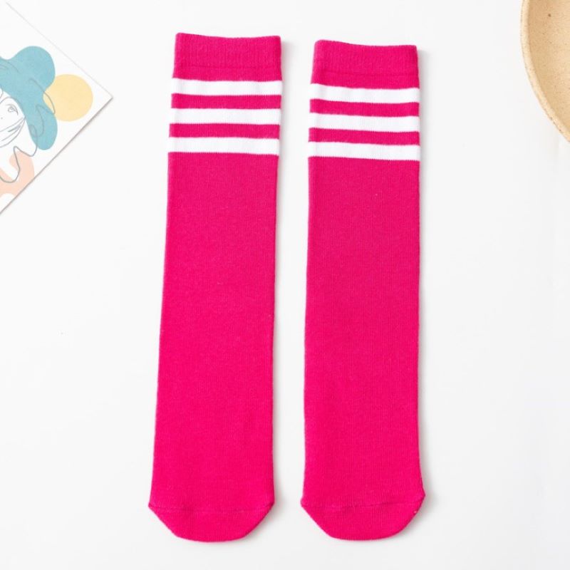 Kids Candy Colored Striped Cotton Knee High Socks Boys Girls Long Tube School Sports Socks