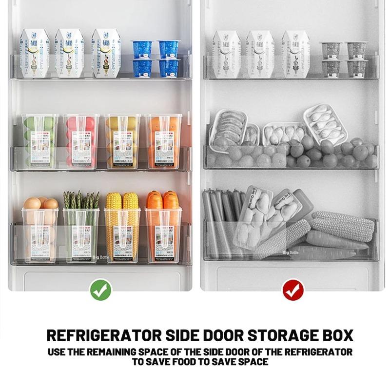 1/2Pcs Refrigerator Storage Box Fridge Side Door Food Fresh Boxes Bins with Handle for Fruit Vegetable Home Kitchen Organizer
