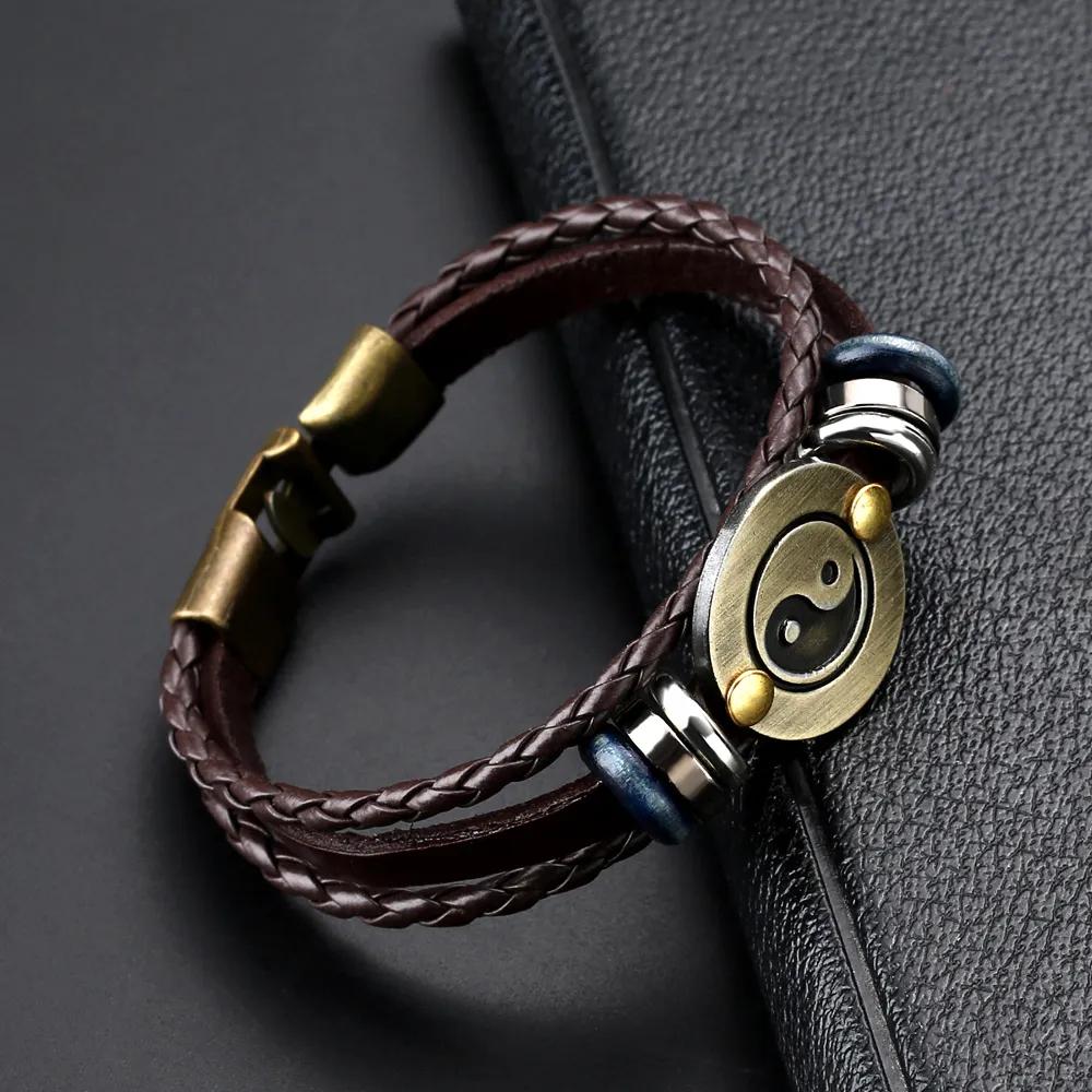 

Unisex Rope Jewelry Tai Chi Pattern Bracelet Charm Simple Buckle Ancient Style Bracelet 22CM