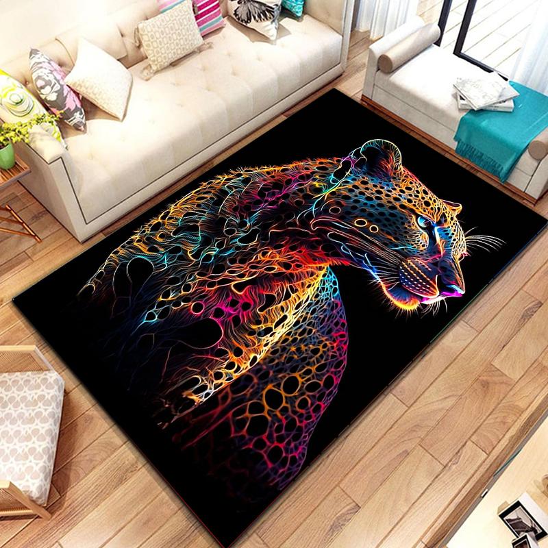 Animal Leopard Cheetah Cartoon Beast Area Rug,Carpet for Home Living Room Bedroom Sofa Doormat Kitchen Decor, bedroom decor
