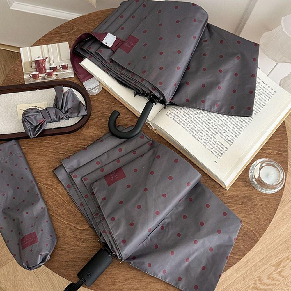 8-Rib Polka Dot Umbrella UV Protection Portable Parasol Korean Style Travel Rain Umbrella Women