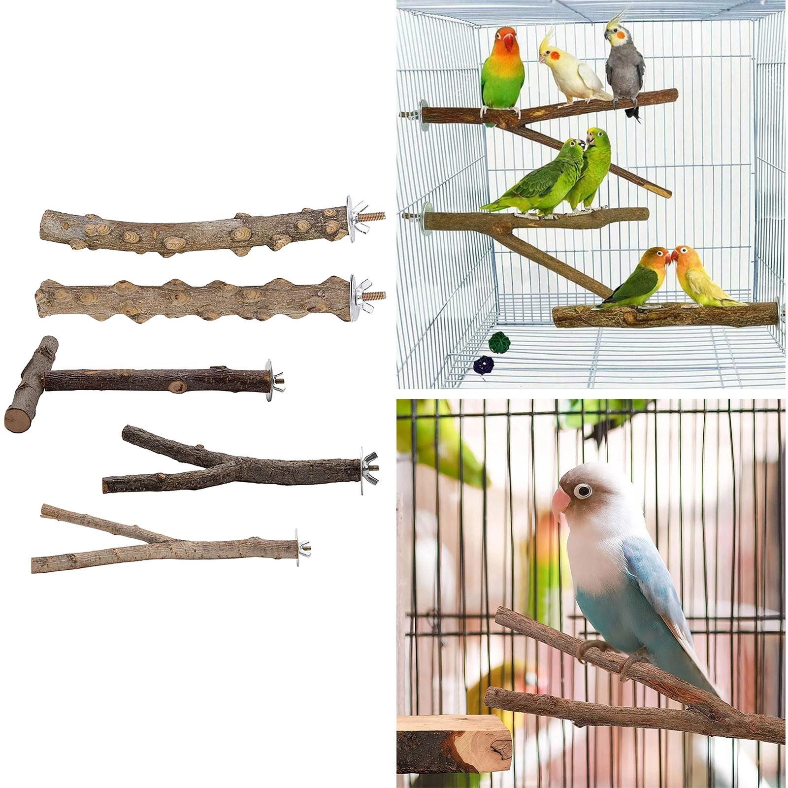 5pcs Parrot Bird Perches Natural Wood Bird Standing Stick Parrot Stand Platform Wooden Exercise Climbing Dog Puppies Large Breed коричневый