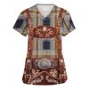 Women's V Neck Short Sleeve Work Shirt with Pockets Oktoberfest Print Top for Healthcare and Service Uniforms Lightweight Comfortable Fit