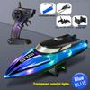 Rc Boat with Colorful Led Light Electric High-Speed Toy Waterproof Racing Remote Control Speedboat Competitive Toy Boy Kids Gift