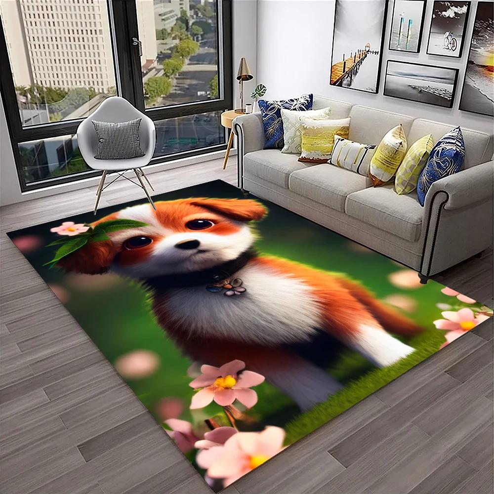Cute Dog Samoye,Chihuahua,Koki Pomeranian Husky Cartoon Carpet Rug for Home Living Room Bedroom Sofa Doormat Decor,kid Non-slip