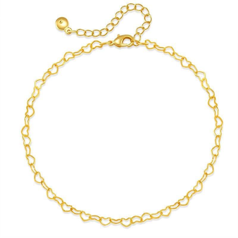 Heart Shaped Gold Plated Minimalist Light Luxury Womens Anklet