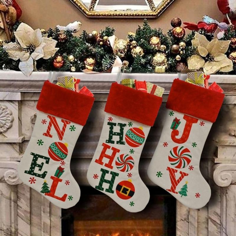 Alphabets Holiday Sock Decoration With Polyester Materials Quick Attachment Hook Multipurpose Festival Ornament