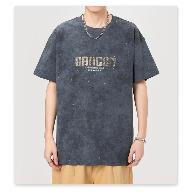 

Дизайн Американский Тай-дай Флеш Дрил Кусок Высокая Строчка Высокая Плотность Вязаный Свободная Мужская Футболка Короткий Рукав 4XL