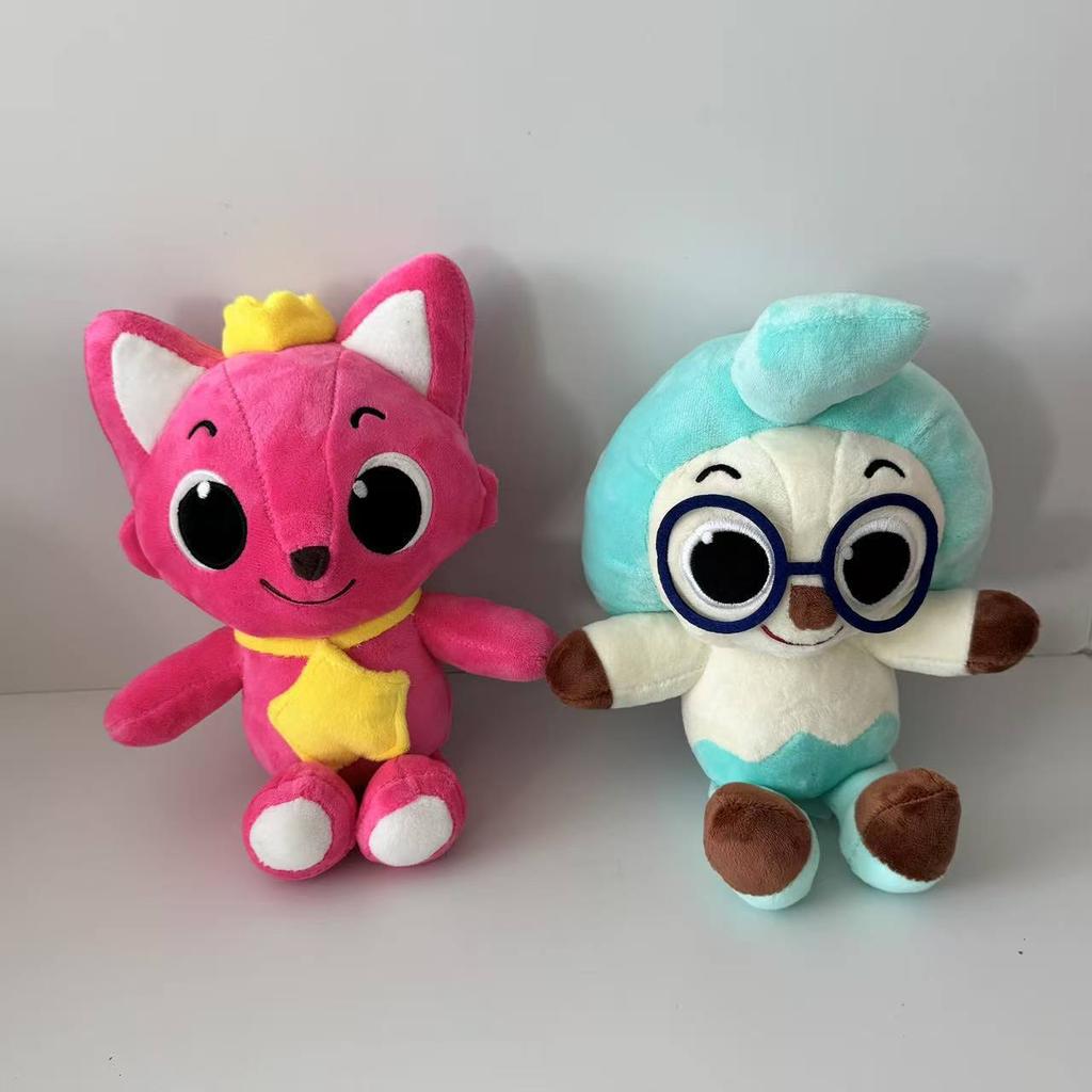 Neues Knallpinkes Pinkfong Pinker Fuchs Plüschtier Gelbe Krone Stern Kuscheltier Zeichentrickfigur Geschenk für Kinder Kleinkinder Geburtstagsgeschenk