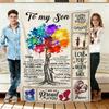 Colorful Tree and Mother Son Love Flannel Blanket Soft Cozy Throws Travel Use
