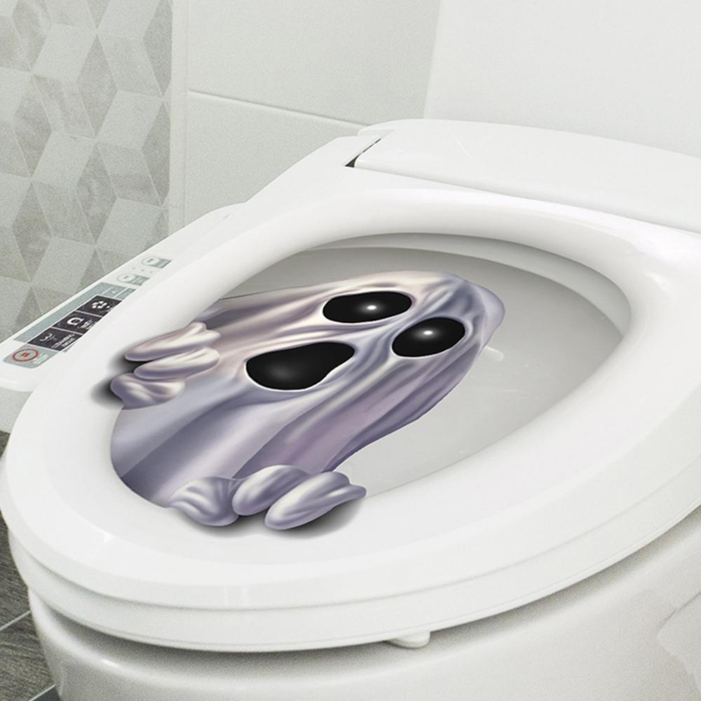 1 Stück Halloween Geist Bohrt Aus Toilette Aufkleber Bemalte Toiletten Dekoration Wasserdichte Toilettendeckel Aufkleber