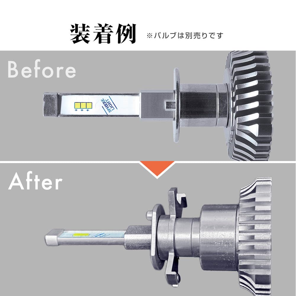 Spherelight SRH1P01 LED Headlight for Cars, Made In Japan, RIZING2 LED Headlight, H1 Bulb Adapter Set