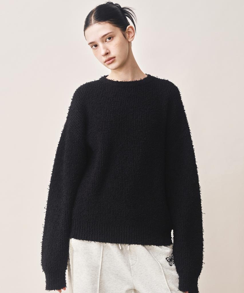 Nigaennikol Soft Boucle Ls Sweater_Black