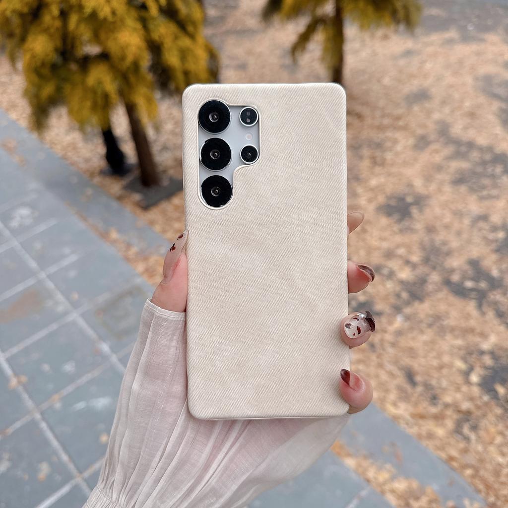 Gewaschene Farbe Denim Jeans Rahmenlose Hülle Für Samsung S25 S24 S23 S22 Ultra Mode Matt Schlank Leder Stoßstange Handy Rückseite