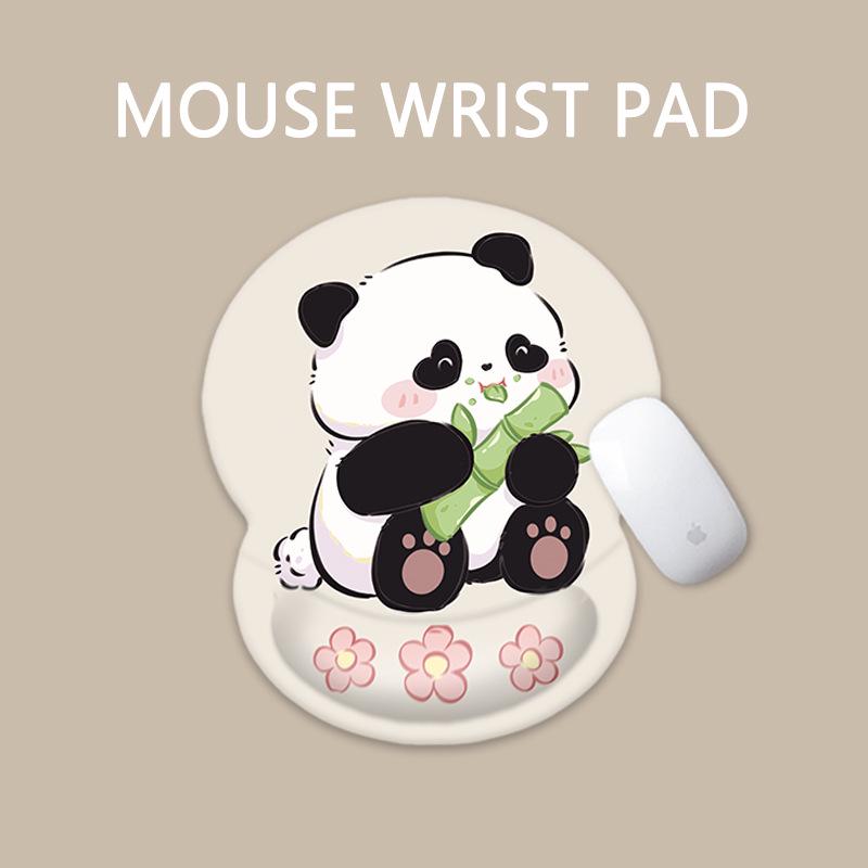 

Коврик для мыши с подставкой для запястья в виде панды: Милая, Нескользящая Подушка для Рук для Клавиатуры для Женщин