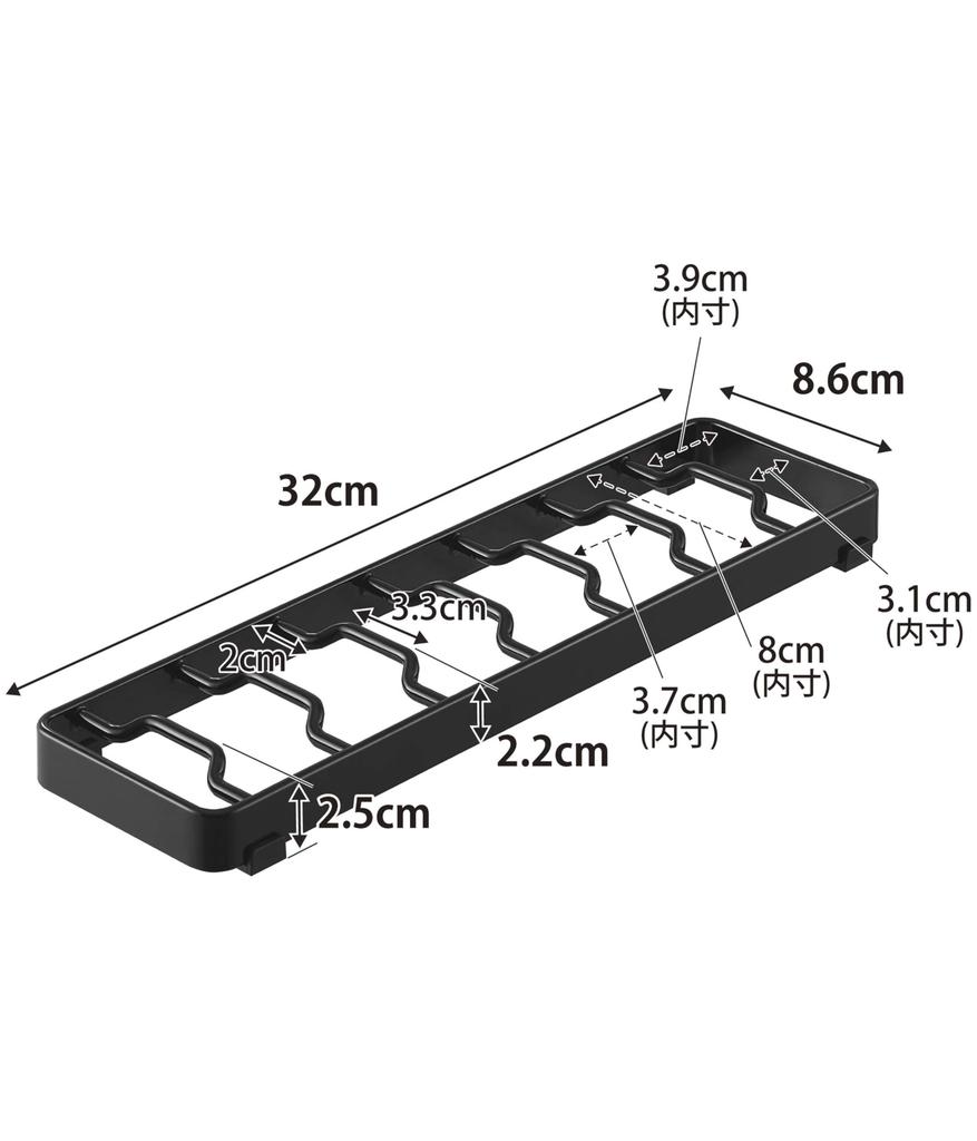 Yamazaki Tower Bowl Stand, Large, Black, W32 X D11 X H2.5cm, for Standing Storage In Drawers and Cupboards, Model 1374