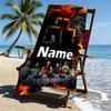 Custom Name Personalized Rammstein Print Beach Towel, for Trip Camping Beach Party Home Decor, Birthday Gift for Family & Friends
