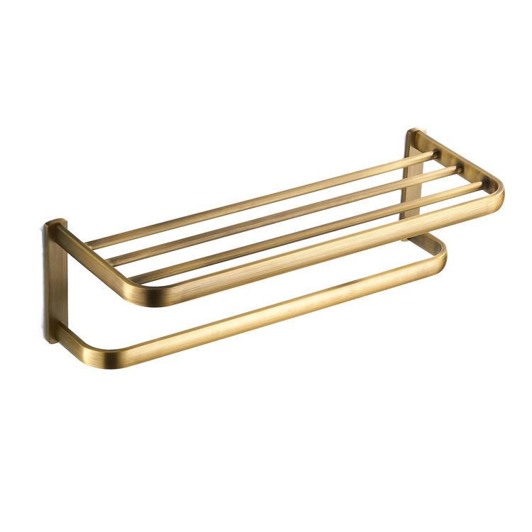 European Retro Copper Bathroom Shelf and Towel Rack in Antique Style