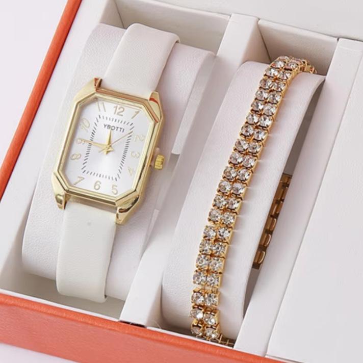 New Casual Fashion Leather Ladies Business Square Quartz Watch Korean Version Rhinestone Jewelry large price