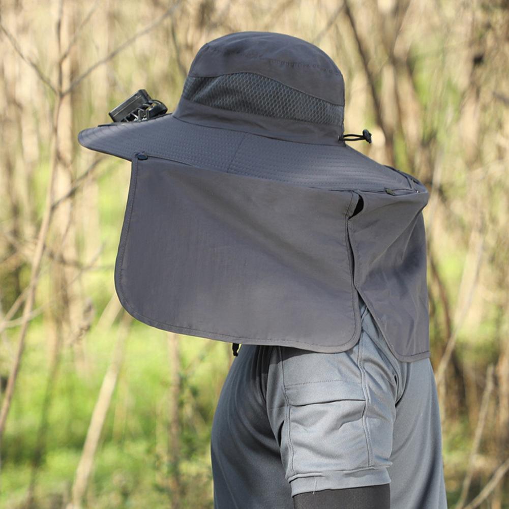 Solární klobouk s ventilátorem a klapkou na krk, dobíjecí přes USB, UV, duální chladicí ventilátor, rybářský klobouk, skládací, pro muže a ženy, rybářský, turistický, Mou