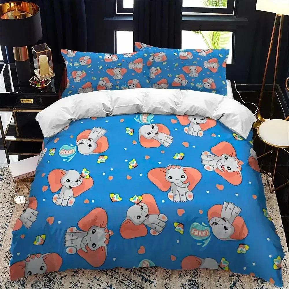 Animal elephant Cartoon Bedding Set Duvet Cover Bed Set Quilt Cover Pillowcase Comforter king Queen Size Boys Adult Bedding Set