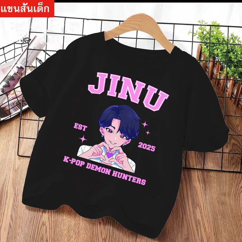2025 Sommer Kpop Dämonenjäger T-Shirt Kinder Cartoon Anime Meme Druck Kleidung Rundhals Basic Jungen Oberteile Lässige Hemden Geschenk