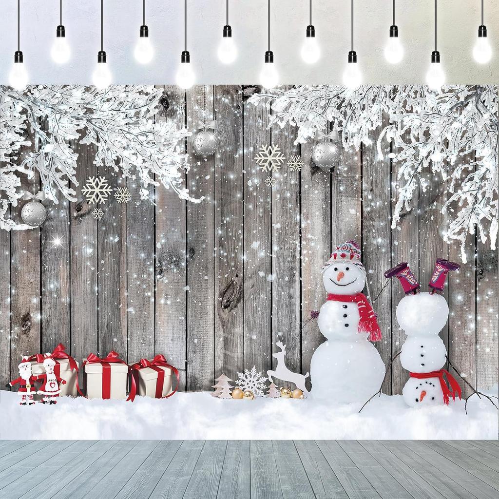 Blue Christmas background photography  winter snowman happy party  New Year props polyester background