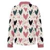 Damen Retro Street Lässiger V-Ausschnitt Langarm Knopf Valentinstag Herz Pullover Top