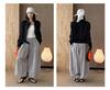 Xu Man Spring/Summer Paris Fashion Plaid Balloon Button Cuff Long Pants for Women