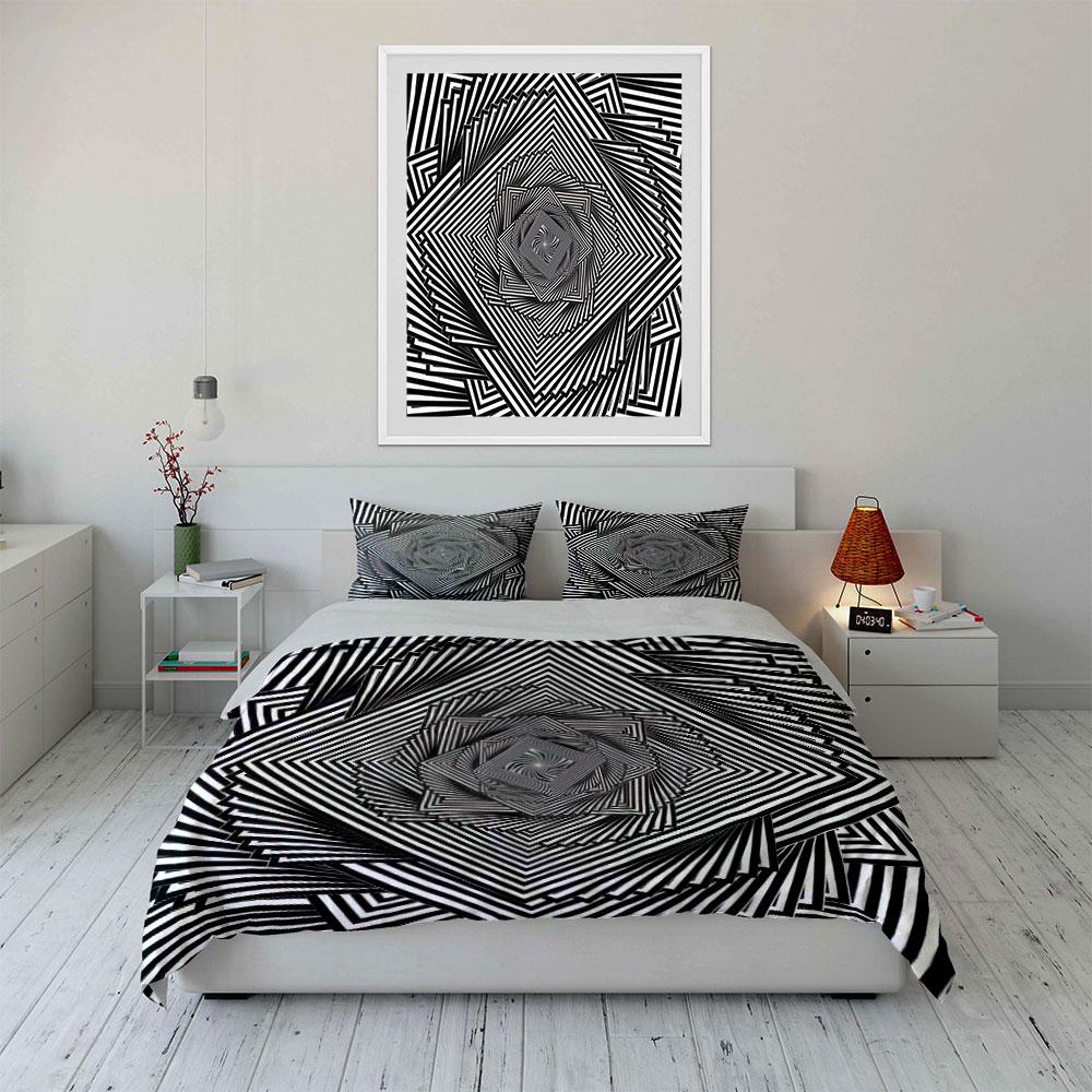 Geometric Optical Patterns Home Decor Kid'S And Adults' Bedroom Decor, Exquisite Three-Piece Bedding Set Gift