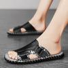 Top Quality Men Genuine Leather Breathable Slippers 2024 Summer New Casual Comfortable Shoes Luxury Men Handmade Sandals Shoes