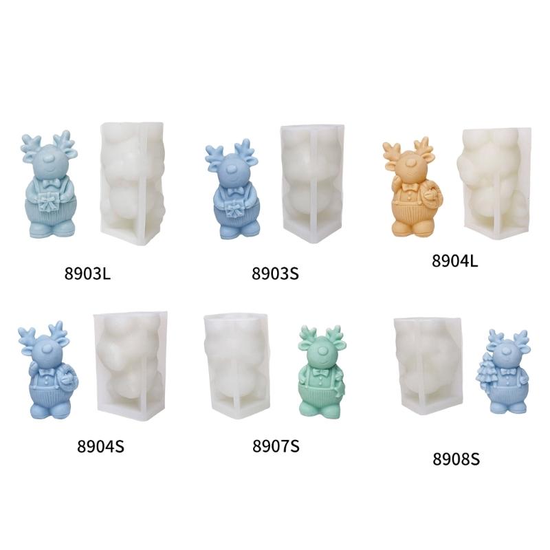 Sturdy Food Grade Silicone Candle Making Mould With Christmas Tree and Reindeer Designs