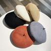 Women Fixed Pleated Paper Straw Beret Summer Milk Silk Knit Breathable Big Artist Fashion Newsboy Hat