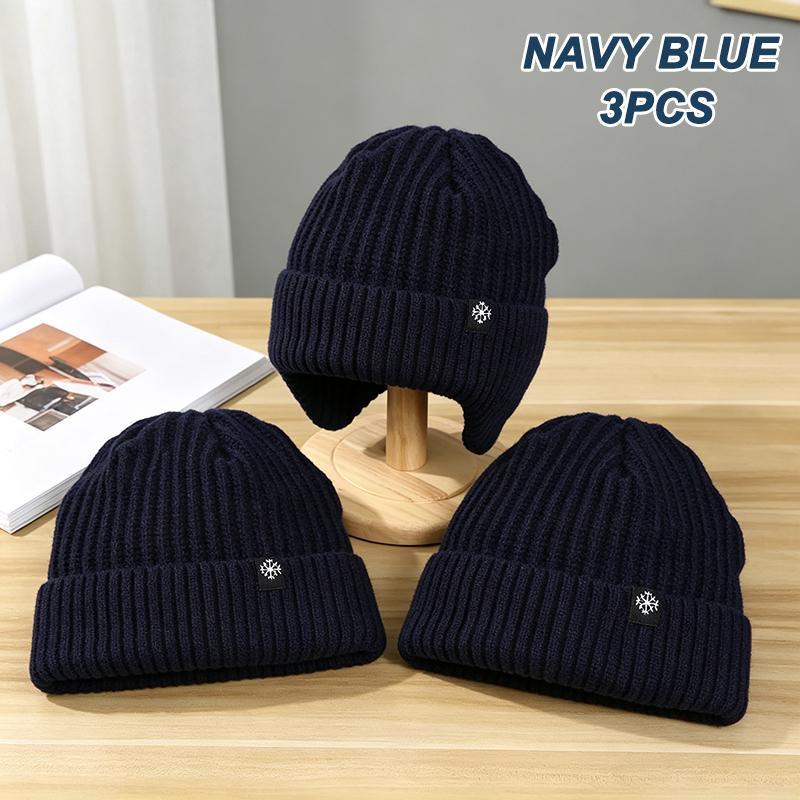 Cycling Ear Protection Winter Warmth Hat for Men Plush Knitted Hat Peaked Cap Fashion Fur Lined Hooded Hats Outdoor Earmuff