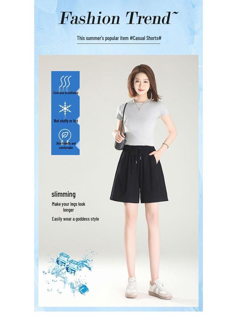 High-Waist Cotton Summer Shorts: Slimming Loose-Fit, Wide-Leg, Versatile, Plus Size