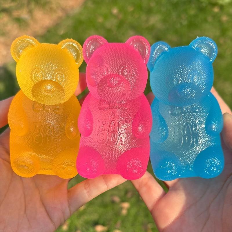 Colorful Gummy Bear Jelly Bean Fudge Squeeze Toy Anti-Stress Fidget Hand Relax Toy Gummy Candy for Stress Release Ages 3+