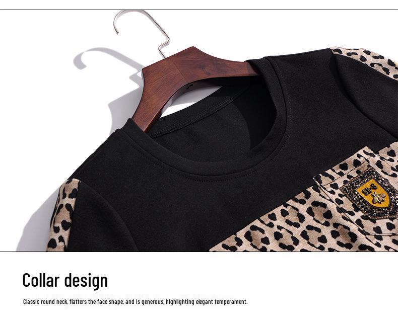 Women's 2023 Casual Round Neck Two-Piece Set: Versatile, Fashionable, Belly-Covering for Spring & Autumn Middle-Aged Ladies.