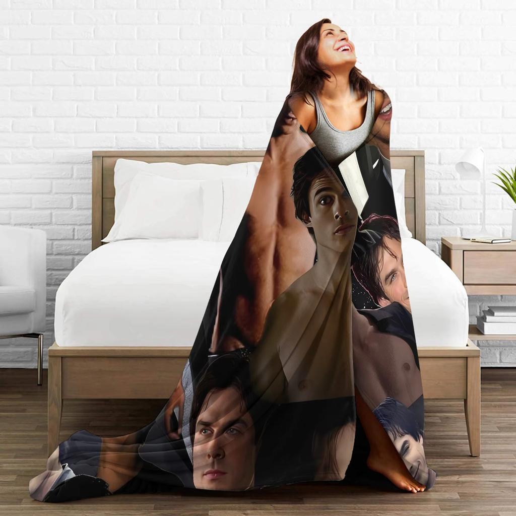 The flannel blanket from the TV series "The Vampire Diaries" is suitable for sofas living rooms offices bedrooms and travel