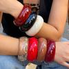 Fashion Translucent Acrylic Bracelet Bracelet Exaggerated Ins Glossy Resin Wide Bracelet Women